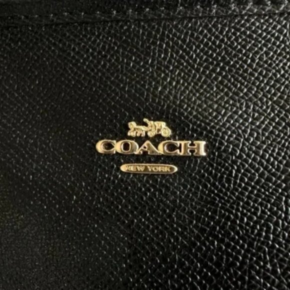 COACH Leather City Zip Tote Shoulder Bag- Black Gold Luxury Coach 🆕🎁⌚📦🏃💨🚚 - Picture 5 of 15
